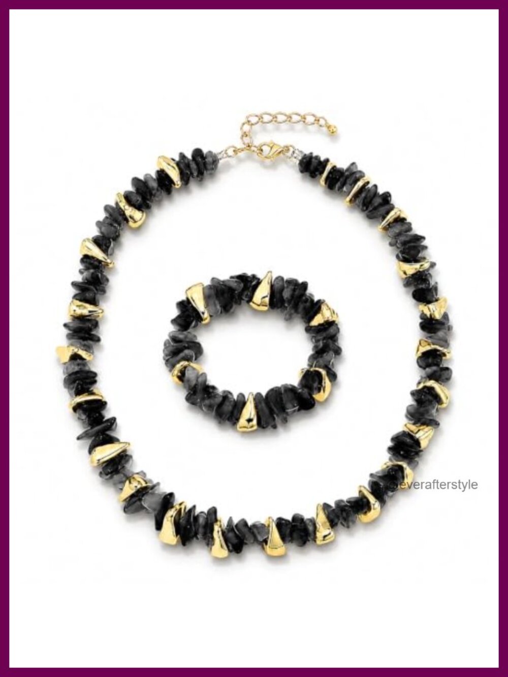 Boho Resin Acrylic Beaded Necklace Bracelet Set Gold Accent Adjustable